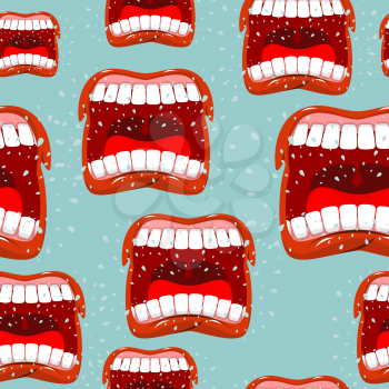 Yells lips seamless pattern. call background. aggressive emotion texture. Open your mouth and tongue. Flying saliva. Shout. Shrill scream. Swearing and bad language
