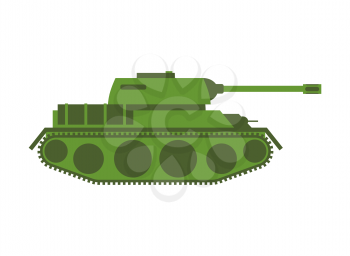 Tank isolated. Military equipment on white background, armored combat vehicle, tracked with cannon armament. army transportation
