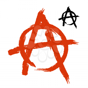 Anarchy Symbol grunge style. Sign of disorder and chaos. Emblem of arbitrariness and lack of state power. Antisocial logo
