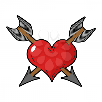 Heart and arrow. Two arrows pierced  sign of love. Love two people. Symbol of unrequited love. Logo for holiday lovers 14 February. Valentines day.
