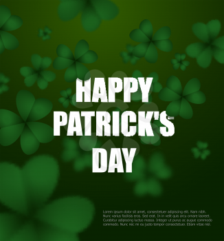 Happy day of Patrick. Green clover 3D. Green Shamrock clover background. Background of plants. Illustration for St Patrick's day in Ireland
