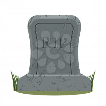 ancient RIP. Grave isolated. Old gravestone with cracks. tomb on white background. Granite plate with cracks
