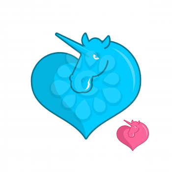 Unicorn heart logo. LGBT symbol community. Sign of love magic animals. Heart and magical beast