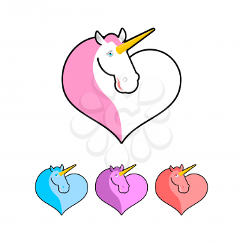 Unicorn icon flat style. Magical beast with horn in his forehead. Fabulous animal symbol of LGBT
