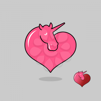 Unicorn LGBT symbol community. Sign of love magic animals. Heart and magical beast