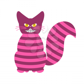 Cheshire Cat. Magic animal with long tail. Striped Fairy tale of beast