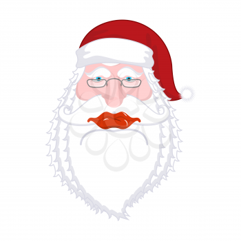 Santa Claus portrait. Christmas Grandpa with white beard and red cap. Illustration for new year. Xmas template design