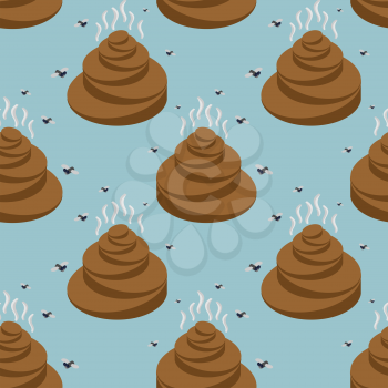 Shit isometric seamless pattern. Turd and fly texture. Stools ornament. feces and stench background. Poop
