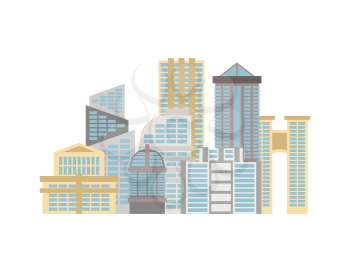 City isolated. Town on white background. Many buildings and business centers.

