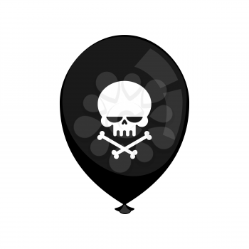 Black balloon mourning isolated. Skull and crossbones. Bad holiday