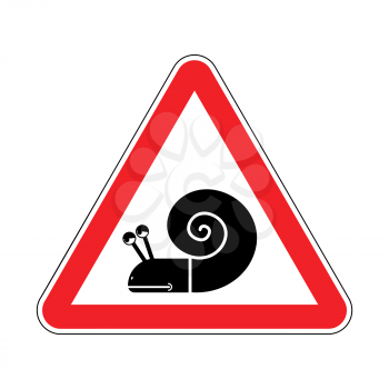 Attention snail. Danger red road sign. Slow driver Caution