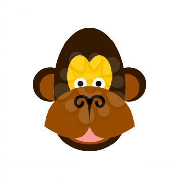 Monkey face isolated. Chimpanzee head on white background