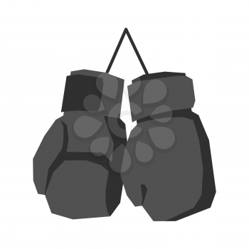 Black boxing gloves retro isolated. Vintage Sports accessories on white background
