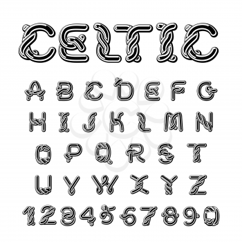 Celtic font. norse medieval ornament ABC. Traditional ancient manuscripts alphabet
