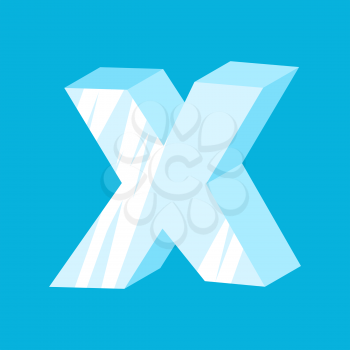 letter X ice font. Icicles alphabet. freeze lettering. Iceberg ABC sign
