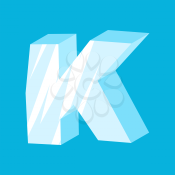 letter K ice font. Icicles alphabet. freeze lettering. Iceberg ABC sign