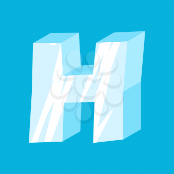 letter H ice font. Icicles alphabet. freeze lettering. Iceberg ABC sign
