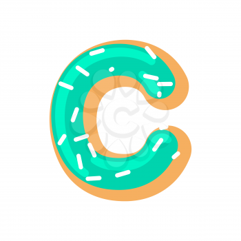 Letter C donut font. Doughnut alphabet. Sweet lettering. candy ABC sign
