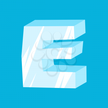 letter E ice font. Icicles alphabet. freeze lettering. Iceberg ABC sign
