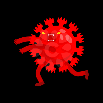 Scary coronavirus isolated. Evil Red Virus Cell. 21st Century Epidemic. World pandemic. microbe 2019-ncov
