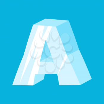 letter A ice font. Icicles alphabet. freeze lettering. Iceberg ABC sign
