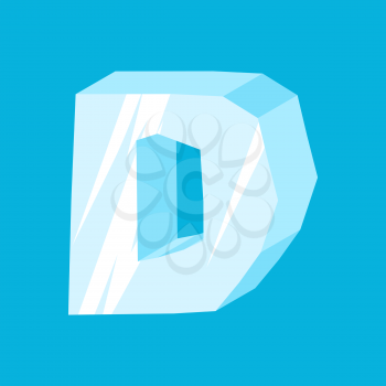 letter D ice font. Icicles alphabet. freeze lettering. Iceberg ABC sign
