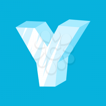 letter Y ice font. Icicles alphabet. freeze lettering. Iceberg ABC sign
