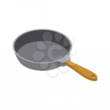Frying pan isolated isometry. Fry dishes on white background

