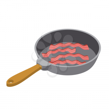Bacon in frying pan. Meat Food and Utensils
