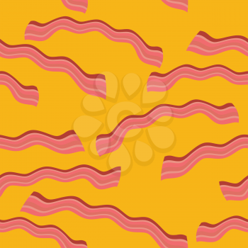 Bacon roasted seamless pattern. Thin piece of meat background. Pork texture. Food Ornament