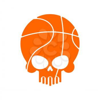 Skull basketball. Ball is head of skeleton. Emblem for sports fans

