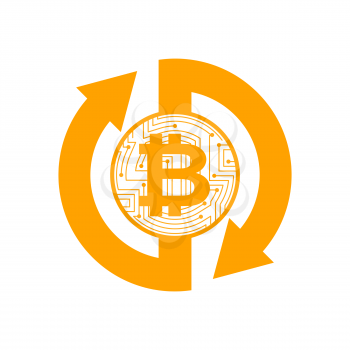 Exchange bitcoin. Crypto currency stock exchange sign. Virtual money  swap. Vector Illustrator

