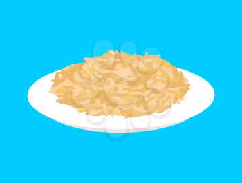 Oat cereal in plate isolated. Healthy food for breakfast. Vector illustration
