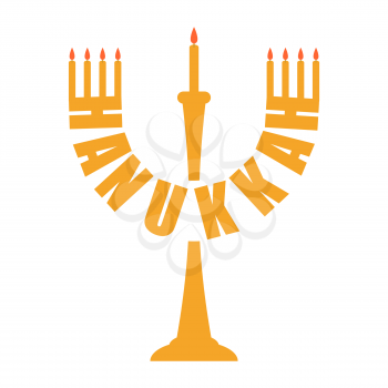 Hanukkah logo. Menorah symbol. Jewish religious holiday. Vector illustration
