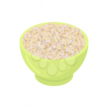 Bowl of barley gruel isolated. Healthy food for breakfast. Vector illustration