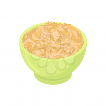 Bowl of oat cereal isolated. Healthy food for breakfast. Vector illustration