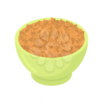 Bowl of wheat cereal isolated. Healthy food for breakfast. Vector illustration