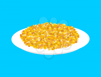 Corn cereal in plate isolated. Healthy food for breakfast. Vector illustration
