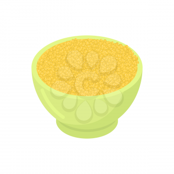 Bowl of millet cereal isolated. Healthy food for breakfast. Vector illustration