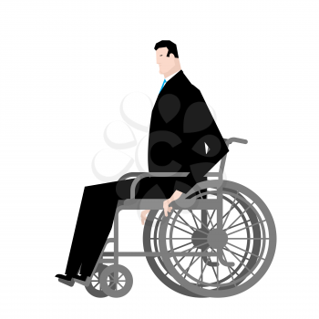 Businessman in wheelchair. Boss is disabled. Medicine vector illustration
