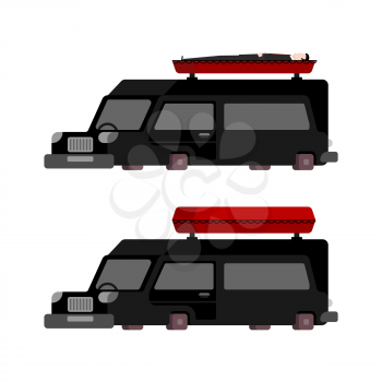Hearse and coffin cartoon style. Funeral car vector illustration

