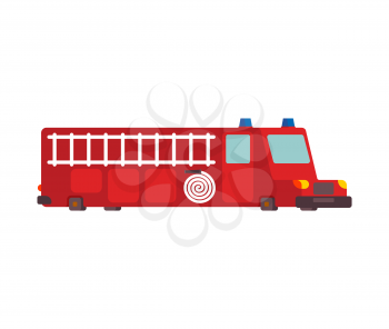 Fire engine car cartoon style. Big red car vector illustration