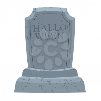 Halloween. Gravestone in cemetery. Illustration for terrible holiday