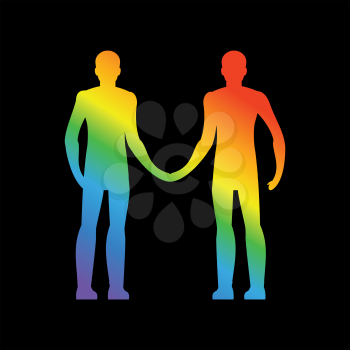 Gay love. LGBT heart. Guys hold hands. Together forever. Vector illustration
