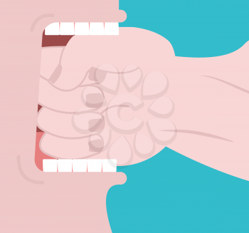 Bite fist. Open mouth and fist. Vector illustration
