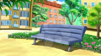 Digital painting of the Bench in the Courtyard