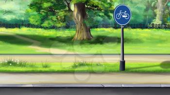 Digital painting of the bike path in the park