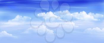 Digital painting of the White Clouds in a Blue Sky. Panorama
