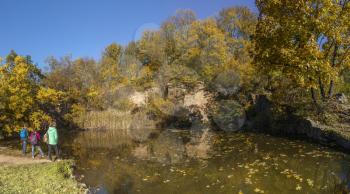 Uman, Ukraine - 10.13.2018. Amazing autumn around the old ponds in Sofiyivka park in Uman, Ukraine