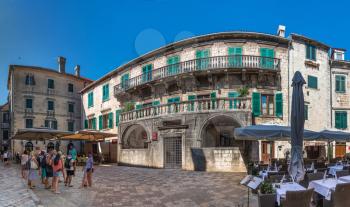 Kotor, Montenegro - 07.11.2018.  Palace of Pima Family in Kotor, Montenegro, in a sunny summer day